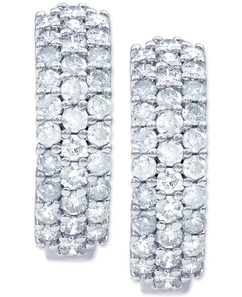 Diamond Pave Small Huggie Hoop Earrings (1 ct. t.w.) in 14k White Gold