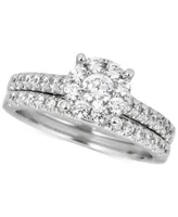 Diamond Halo Bridal Set ( ct. t.w.) in 14k White Gold