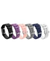 Posh Tech Unisex Fitbit Versa Charge 3 Assorted Silicone Watch Replacement Bands - Pack of 6