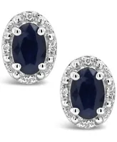 Sapphire (1-1/5 ct. t.w.) and Diamond Accent Stud Earrings in Sterling Silver