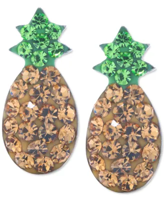 Crystal Pineapple Stud Earrings in Sterling Silver