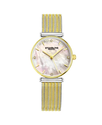 Stuhrling Women's Gold - Silver Tone Mesh Stainless Steel Bracelet Watch 32mm