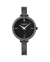 Stuhrling Women's Black Mesh Stainless Steel Bracelet Watch 36mm