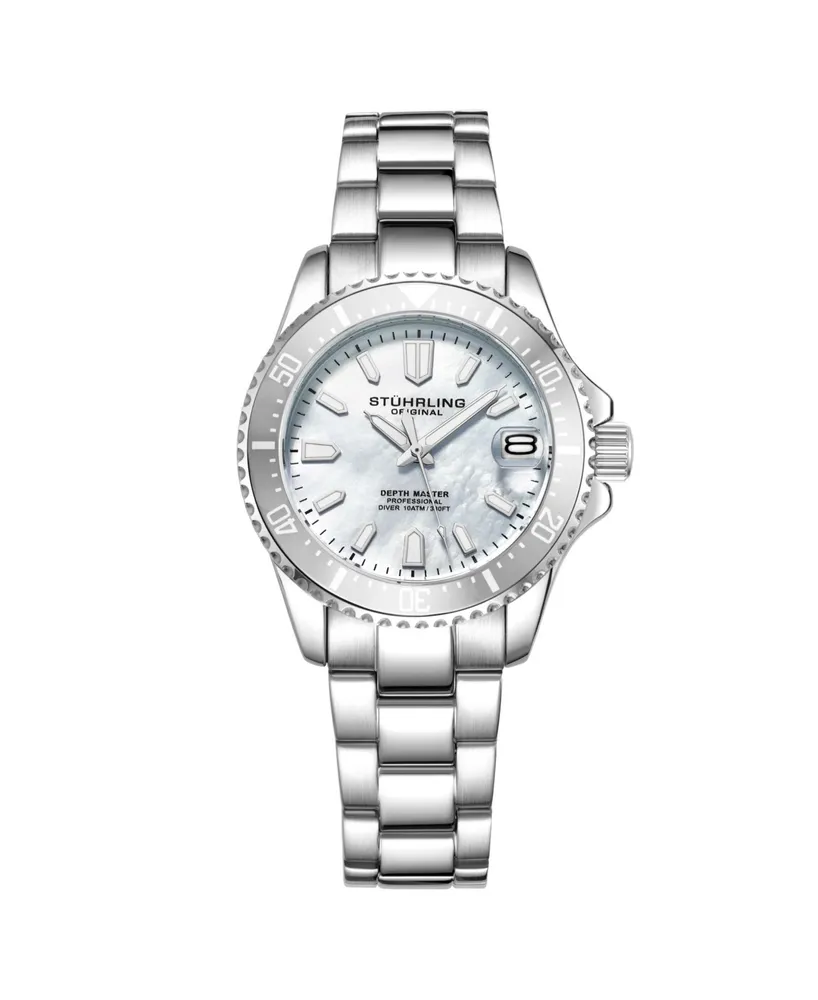 Stuhrling Women's Silver Tone Stainless Steel Bracelet Watch 32mm