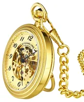 Stuhrling Men's Gold Tone Stainless Steel Chain Pocket Watch 48mm