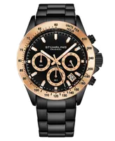 Stuhrling Men's Black Stainless Steel Bracelet Watch 42mm