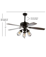 Lucas 52" Caged 3-Light, Wood Led Ceiling Fan