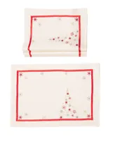 Manor Luxe Festive Christmas Tree Embroidered Double Layer Christmas Placemats - Set of 4