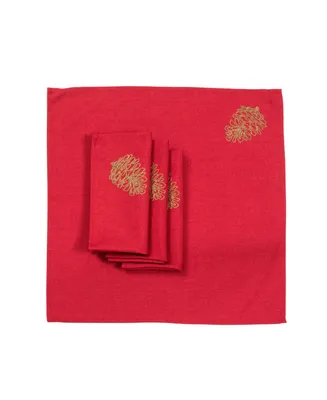 Manor Luxe Christmas Pine Tree Branches Embroidered Napkins - Set of 4