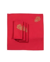 Manor Luxe Christmas Pine Tree Branches Embroidered Napkins - Set of 4