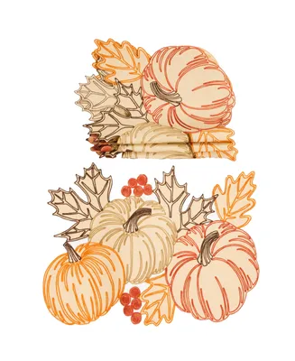 Manor Luxe Pumpkin Party Embroidered Cutwork Placemats - Set of 4
