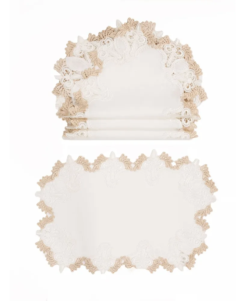 Manor Luxe Anais Elegant Lace Embroidered Cutwork Placemats - Set of 4 - Off