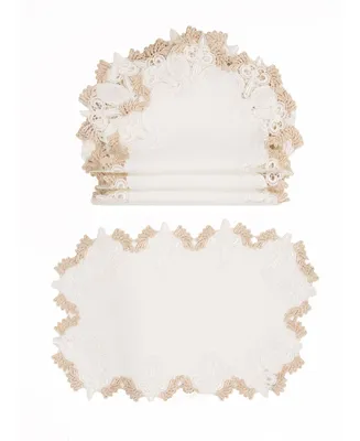 Manor Luxe Anais Elegant Lace Embroidered Cutwork Placemats - Set of 4 - Off