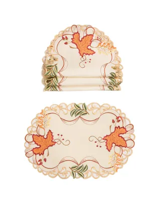 Manor Luxe Falling Leaves Embroidered Cutwork Placemats - Set of 4