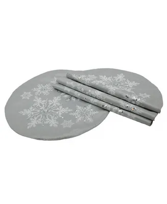 Manor Luxe Glistening Snow Christmas Round Placemats - Set of 4
