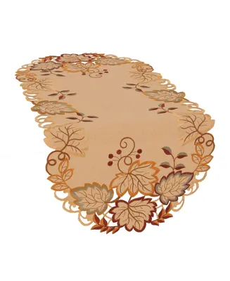 Manor Luxe Harvest Verdure Embroidered Cutwork Fall Table Runner