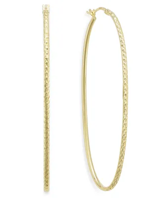 Diamond-Cut Oval Hoop Earrings 14k Gold Vermeil, 2-3/4" (Also Sterling Silver)