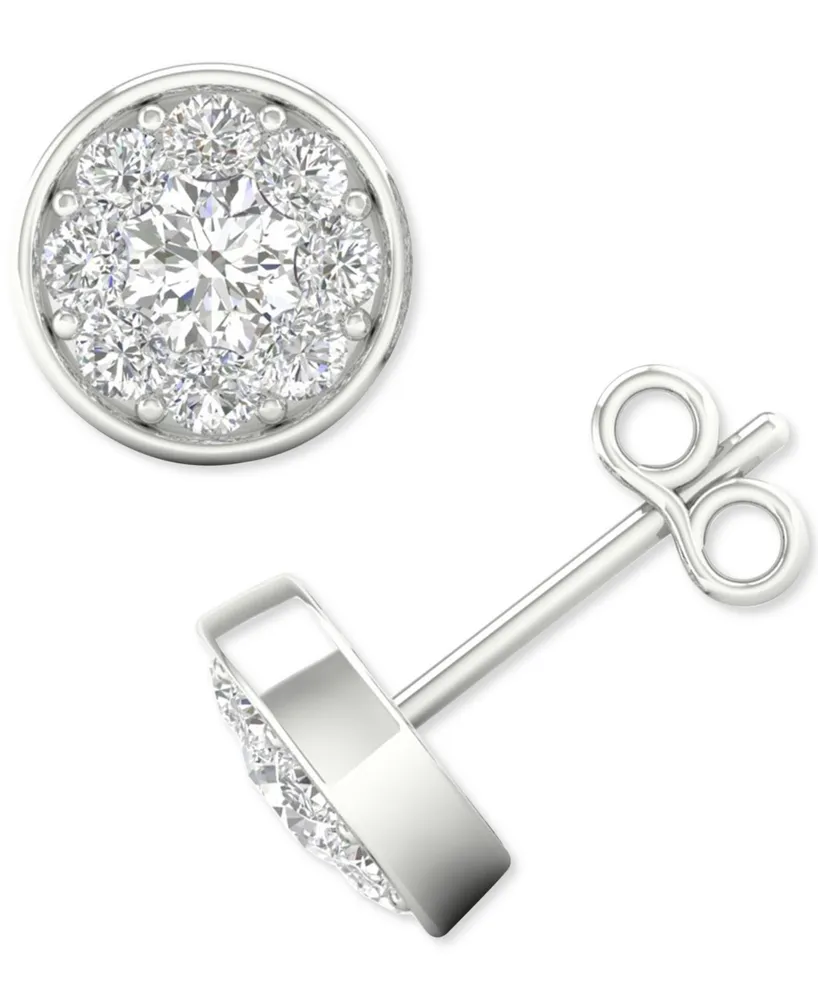 Forever Grown Diamonds Lab-Created Diamond Halo Stud Earrings (1/2 ct. t.w.) in Sterling Silver