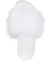 I.n.c. International Concepts Women's Marabou Pool Slides, Created for Macy's