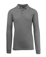 Galaxy By Harvic Men's Long Sleeve Pique Polo Shirt