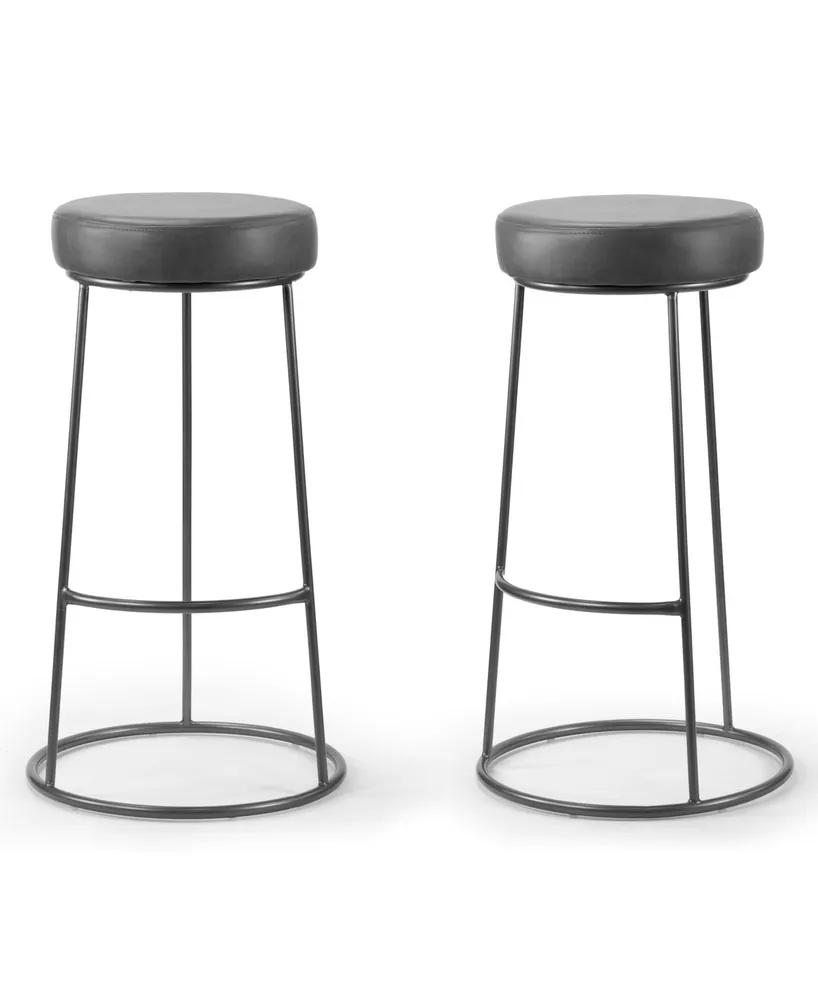 Glamour Home Set of 2 Amie Backless Bar Stool with Gunmetal Frame