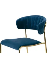 Glamour Home Set of 2 Andre Velvet Dining Chair with Metal Legs and Decorative Stitching