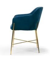 Glamour Home Ana Velvet Arm Dining Chair with Metal Legs