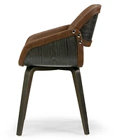 Glamour Home Amal Upholstered Dining Chair with Wood Accent and Bentwood Legs