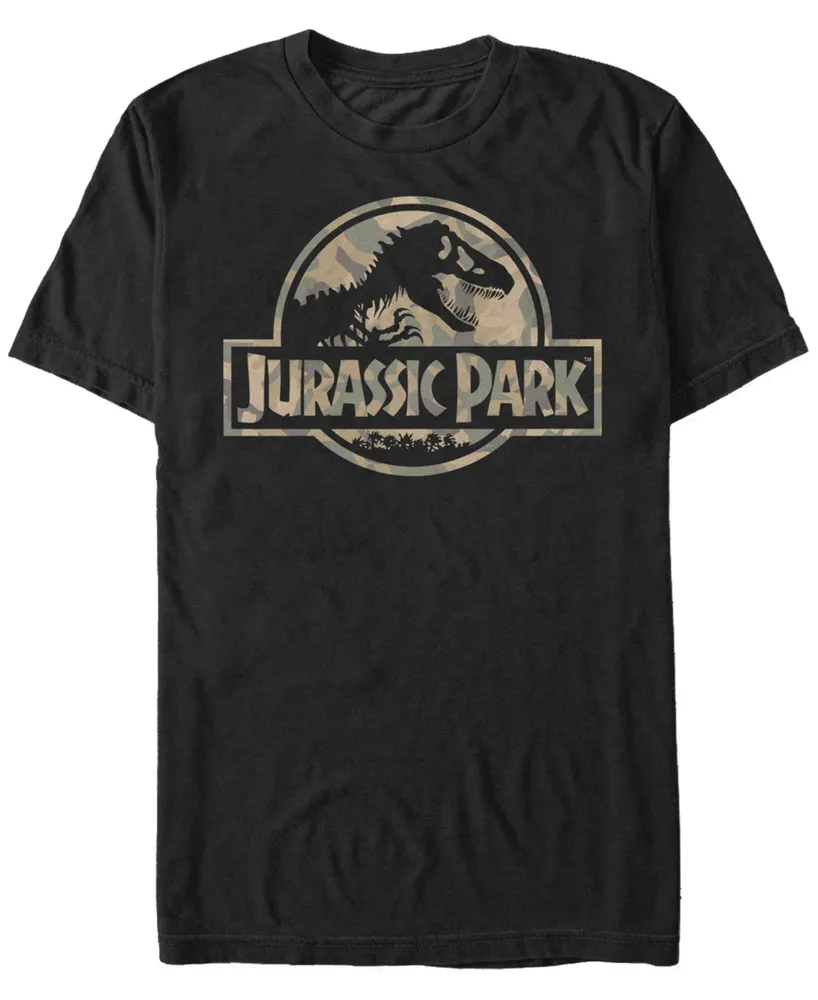 Fifth Sun Jurassic Park Men's Circle Logo Camo Short Sleeve T-Shirt