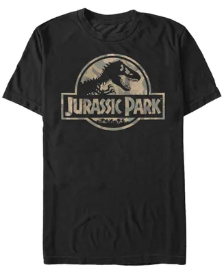 Fifth Sun Jurassic Park Men's Circle Logo Camo Short Sleeve T-Shirt