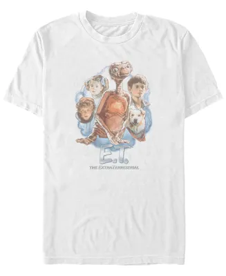 Fifth Sun E.t. the Extra-Terrestrial Men's Main Cast Vintage-Like Portrait Movie Logo Short Sleeve T-Shirt
