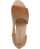 Journee Collection Women's Aretha Perforated Peep Toe Wedge Sandals