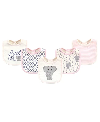 Touched by Nature Baby Girls and Boys Girls Elephant Bibs, Pack of 5