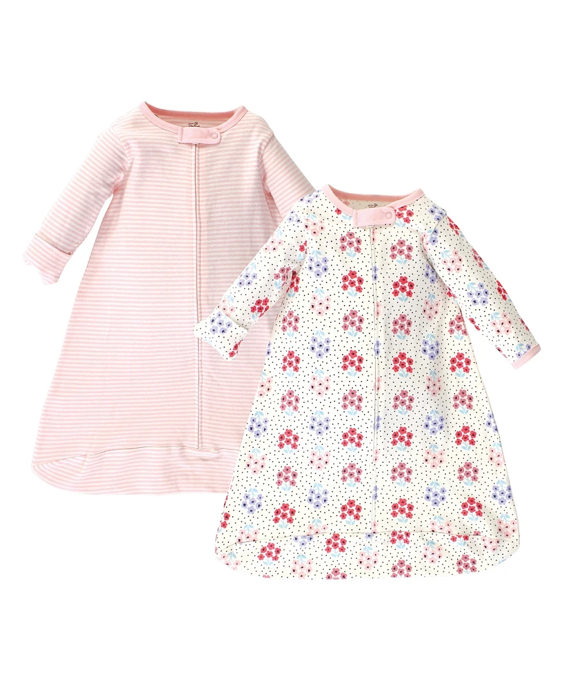 Touched by Nature Baby Girls Organic Cotton Long-Sleeve Wearable Sleeping Bag, Sack, Blanket, Floral Dot