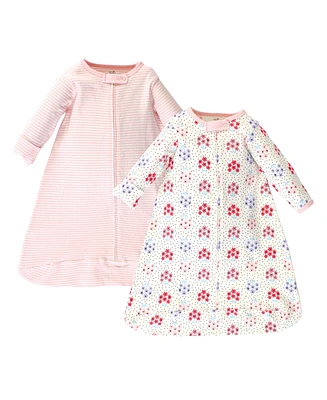 Touched by Nature Baby Girls Organic Cotton Long-Sleeve Wearable Sleeping Bag, Sack, Blanket, Floral Dot, 0-3 Months