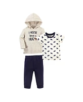 Little Treasure Toddler Girls Hoodie, Bodysuit or Tee Top, and Pant Set, Moose Hug Toddler, 3