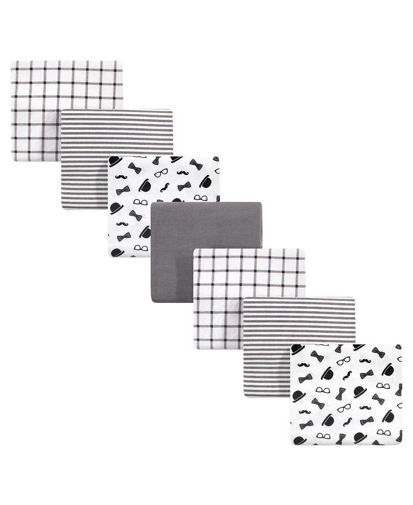 Little Treasure Baby Boy Cotton Flannel Receiving Blankets, Gentleman 7-Pack, One Size