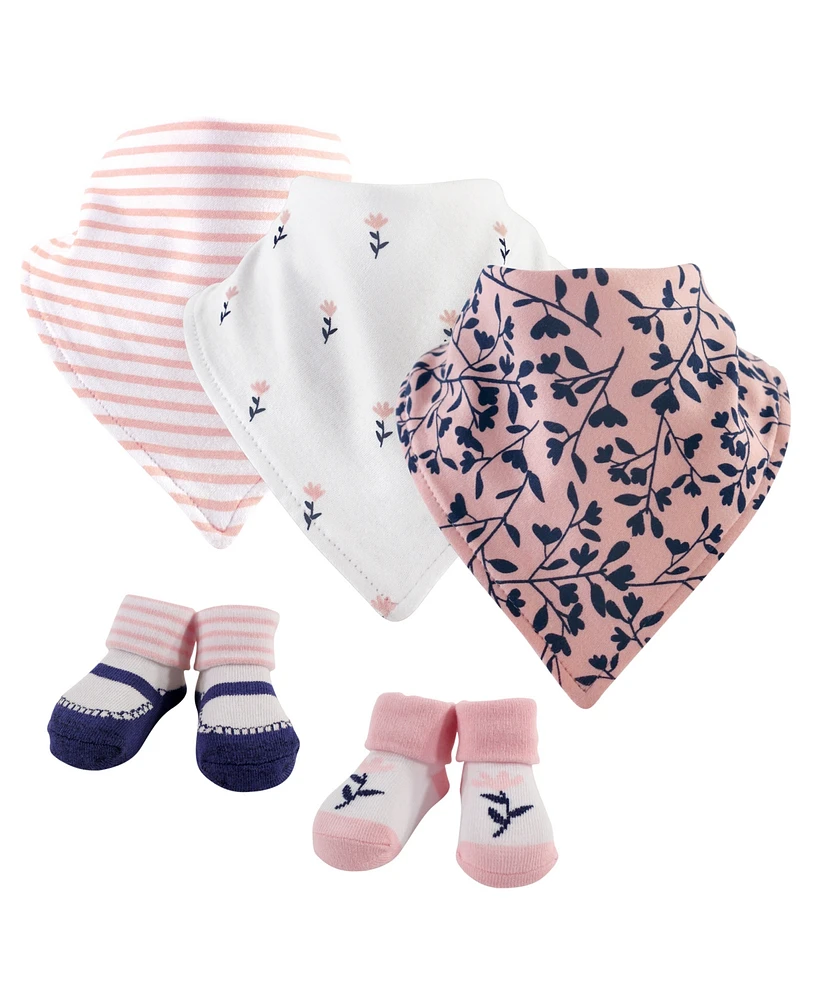 Yoga Sprout Baby Girls and Boys Fresh Yoga Sprout Bandana Bibs and Socks, Pack of 5