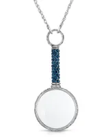 2028 Pewter Crystal Magnifying Glass 30" Necklace