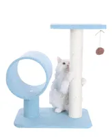 Armarkat Sky Blue 25" Real Wood Cat Tree With Scratcher And Tunnel for Privacy And Hiding, B2501