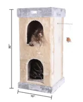 Armarkat Double Condo Real Wood Cat House With Scratching Carpet