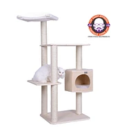 Armarkat Real Wood Premium Scots Pine 54-Inch Cat Tree with Three Levels, Perch, and Condo