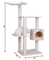 Armarkat 54" Real Wood Premium Scots Pine, 3-Level Cat Tree With Perch & Condo