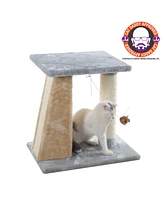 Armarkat X2001 Two-Level Platform Real Wood Scratcher with Sisal Carpet Board for Small Cats