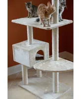 Armarkat GleePet GP78560321 57-Inch Real Wood Cat Tree In Beige With Playhouse And Perch