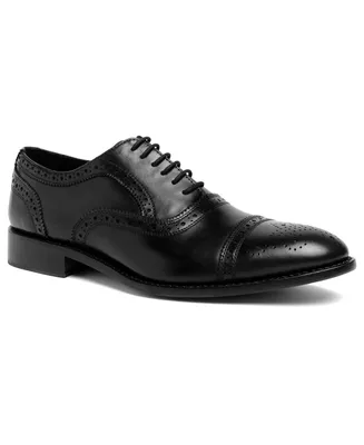 Anthony Veer Men's Ford Quarter Brogue Oxford Leather Sole Lace-Up Dress Shoe
