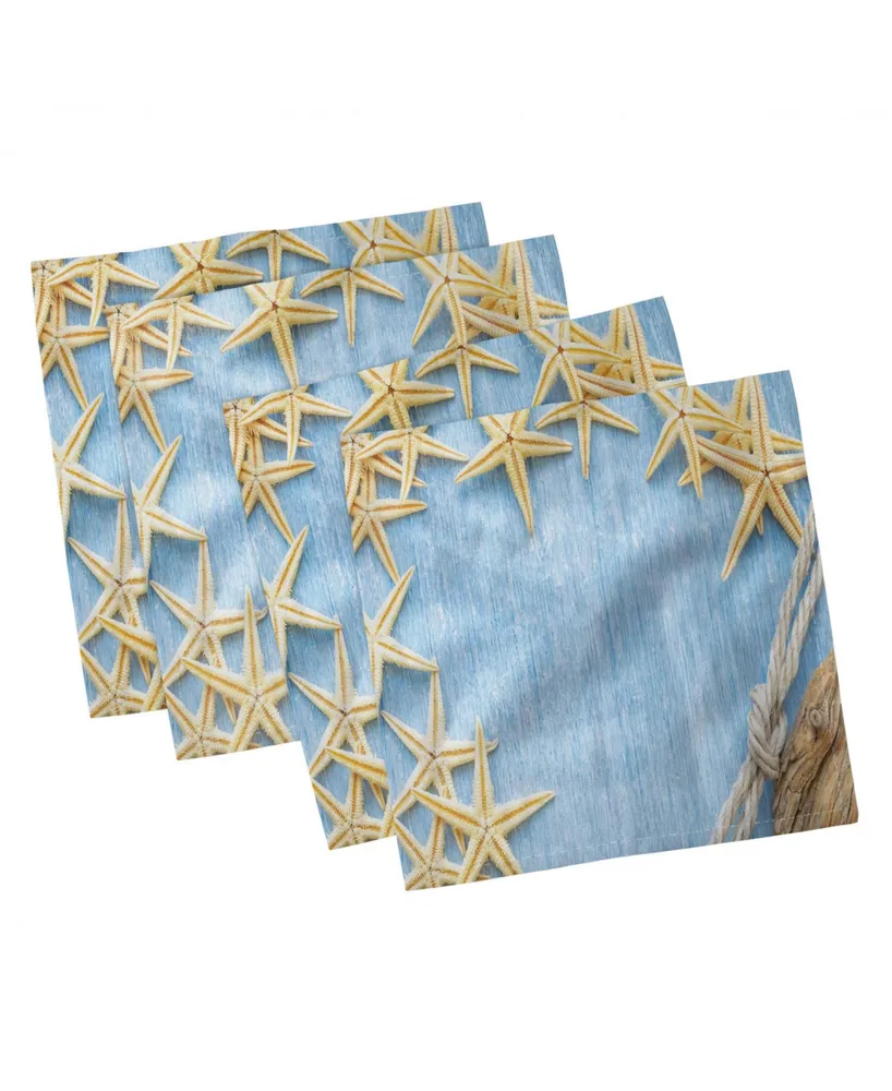 Ambesonne Seashells Set of 4 Napkins