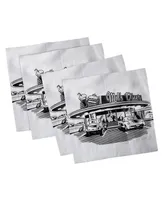 Ambesonne Retro Set of 4 Napkins