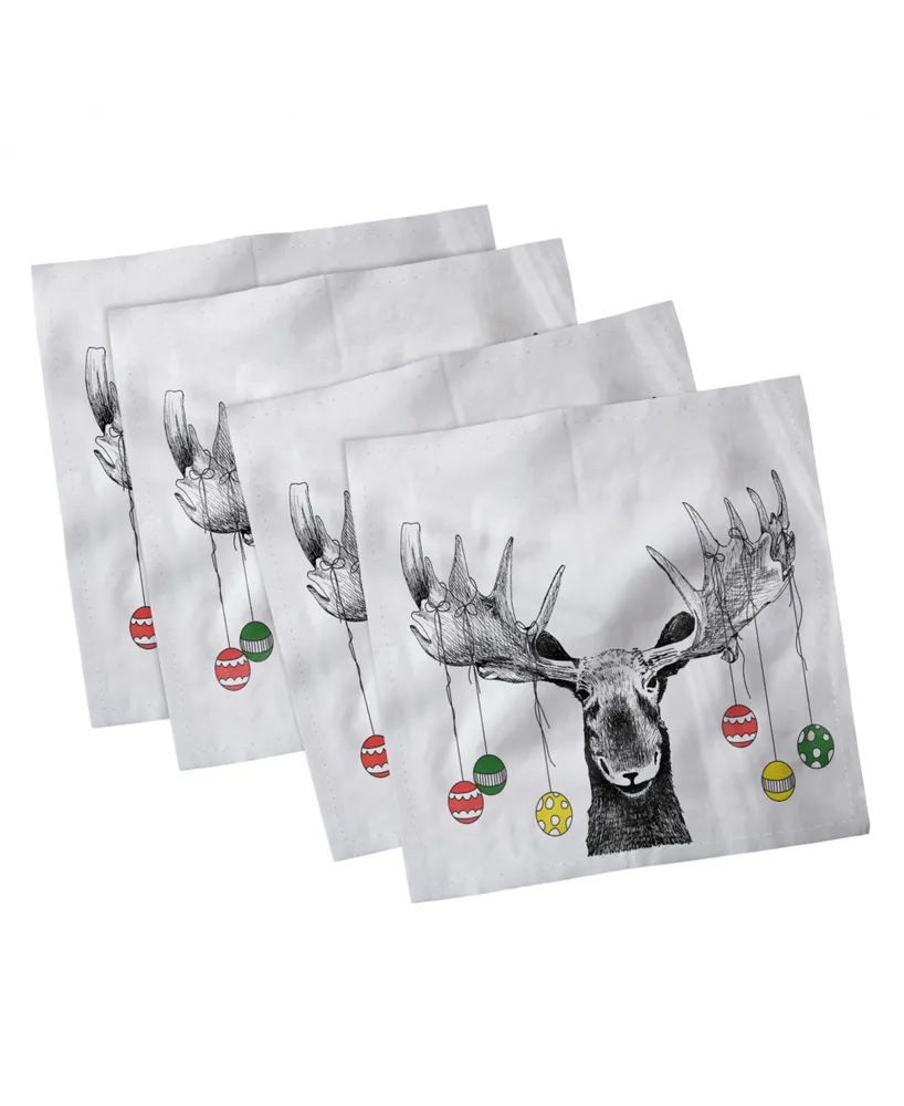 Ambesonne Moose Set of 4 Napkins