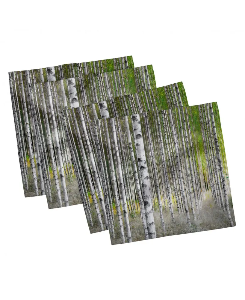 Ambesonne Birch Tree Set of 4 Napkins, 12" x 12"